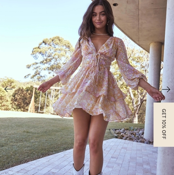 Sundae Muse Evelina Floral Ruffle Romantic Fairy Corset Feminine Blouson Sleeve - Picture 2 of 16